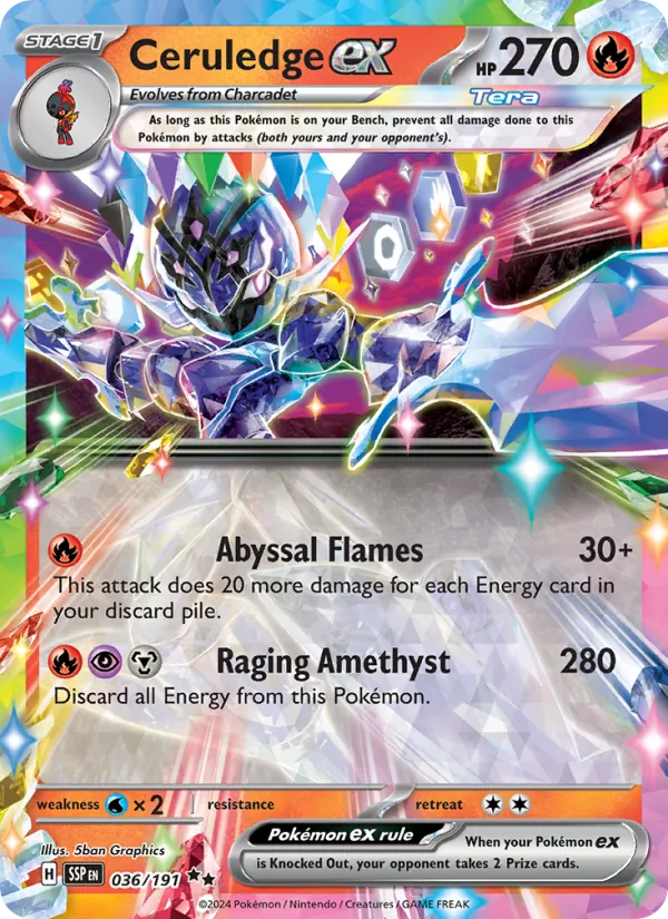 Ceruledge ex - Surging Sparks - #036 - Near Mint - Pokemon Card