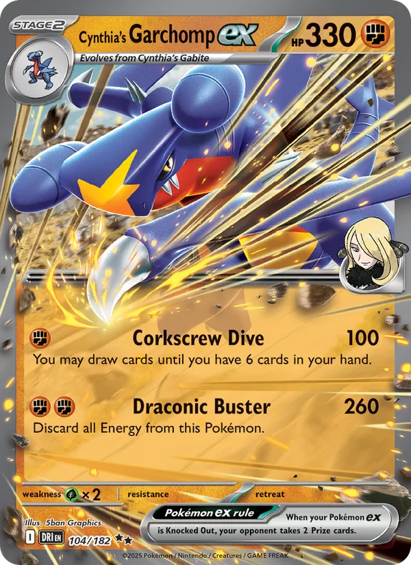Cynthia's Garchomp ex - Destined Rivals - #104 - Near Mint - Pokemon Card