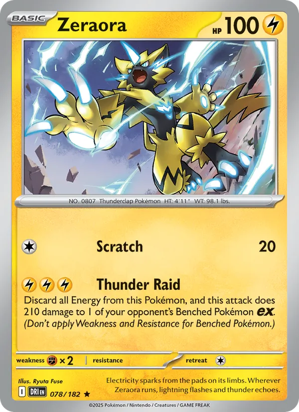 Zeraora - Destined Rivals - #078 - Near Mint - Pokemon Card