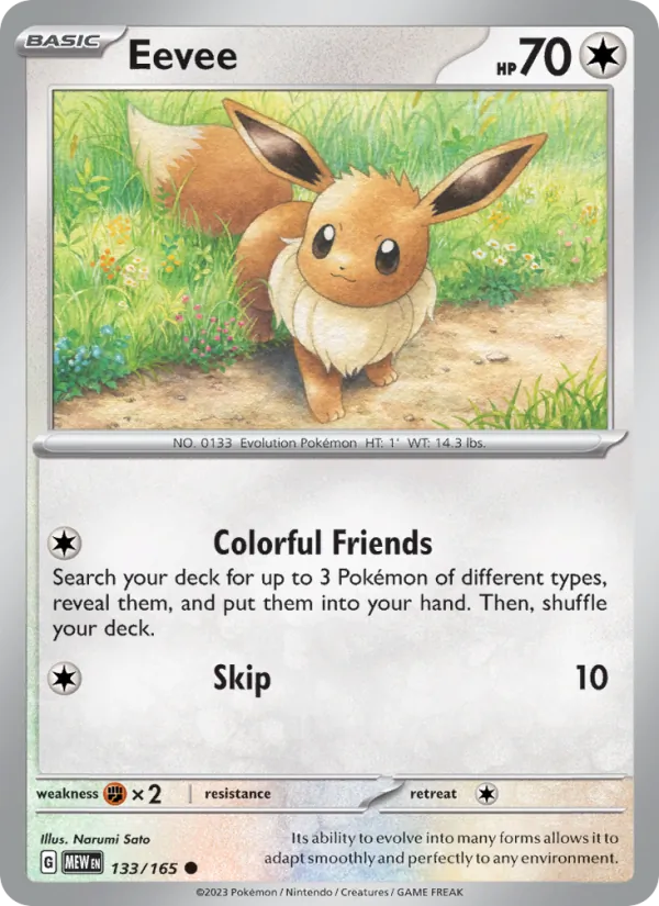 Eevee #133/165 Scarlet & Violet 151 Near Mint Pokemon Card