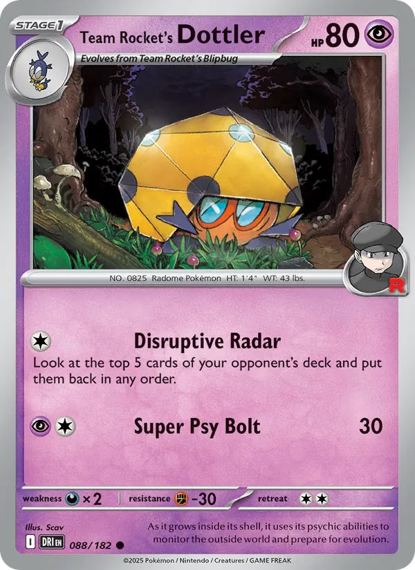 Team Rocket's Dottler - Destined Rivals - #088 - Near Mint - Pokemon Card