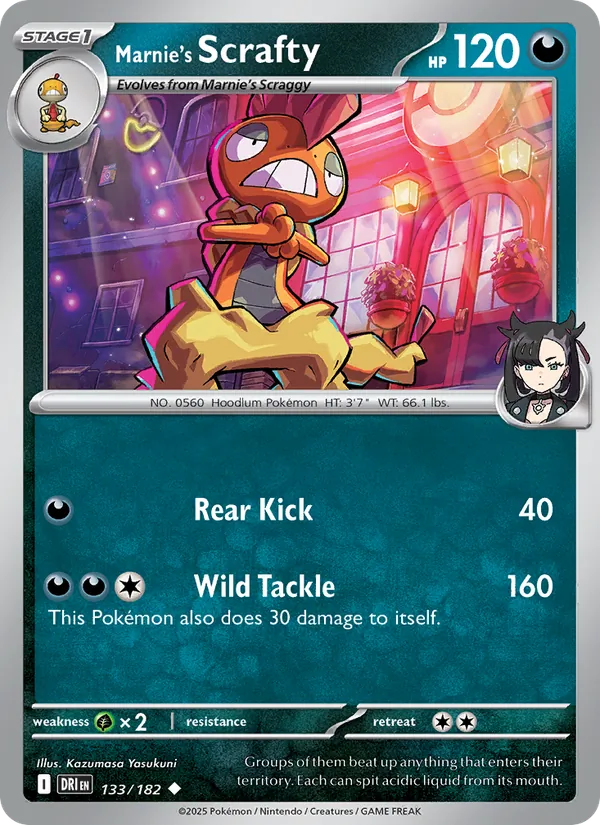 Marnie's Scrafty - Destined Rivals - #133 - Near Mint - Pokemon Card