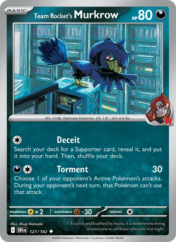 Team Rocket's Murkrow - Destined Rivals - #127 - Near Mint - Pokemon Card