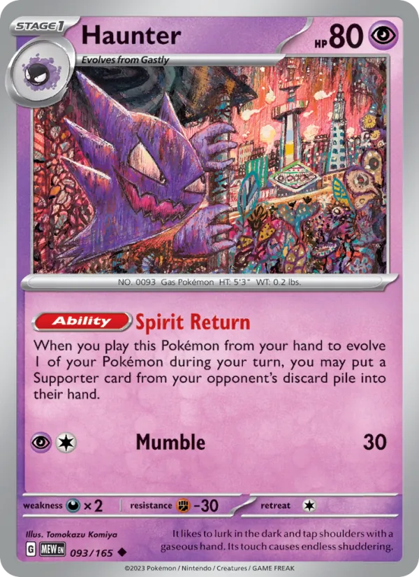 Haunter #93/165 Scarlet & Violet 151 Near Mint Pokemon Card
