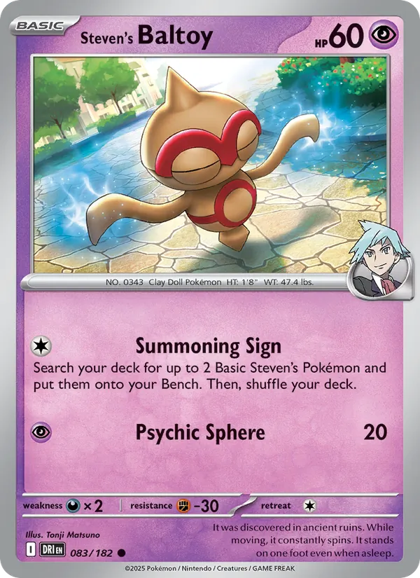 Steven's Baltoy - Destined Rivals - #083 - Near Mint - Pokemon Card