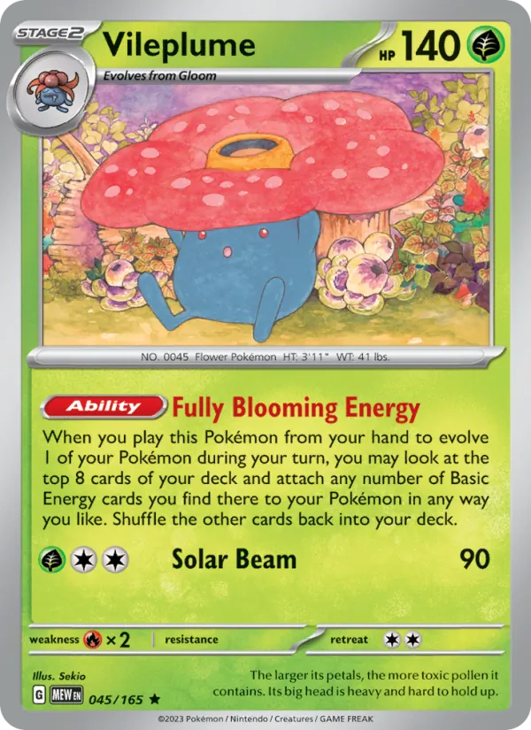 Vileplume #45/165 Scarlet & Violet 151 Near Mint Pokemon Card