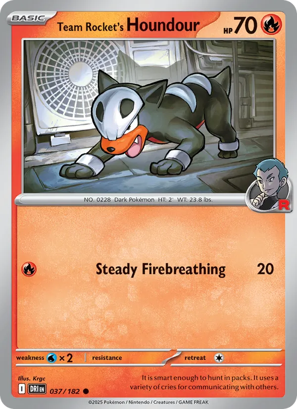 Team Rocket's Houndour - Destined Rivals - #037 - Near Mint - Pokemon Card