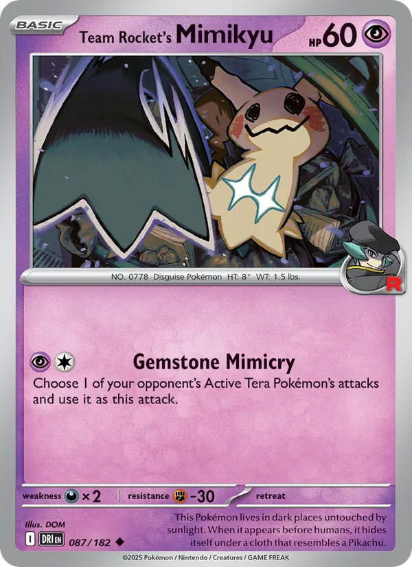 Team Rocket's Mimikyu - Destined Rivals - #087 - Near Mint - Pokemon Card