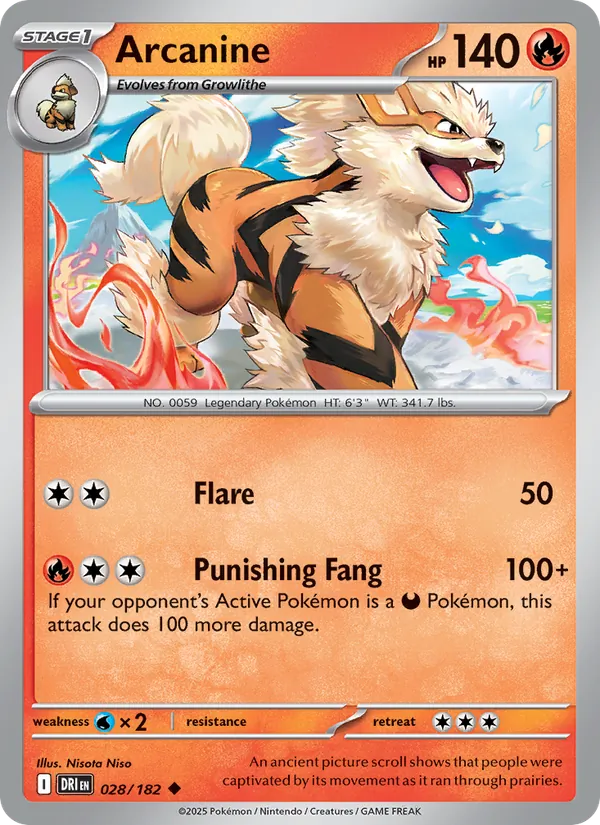 Arcanine - Destined Rivals - #028 - Near Mint - Pokemon Card