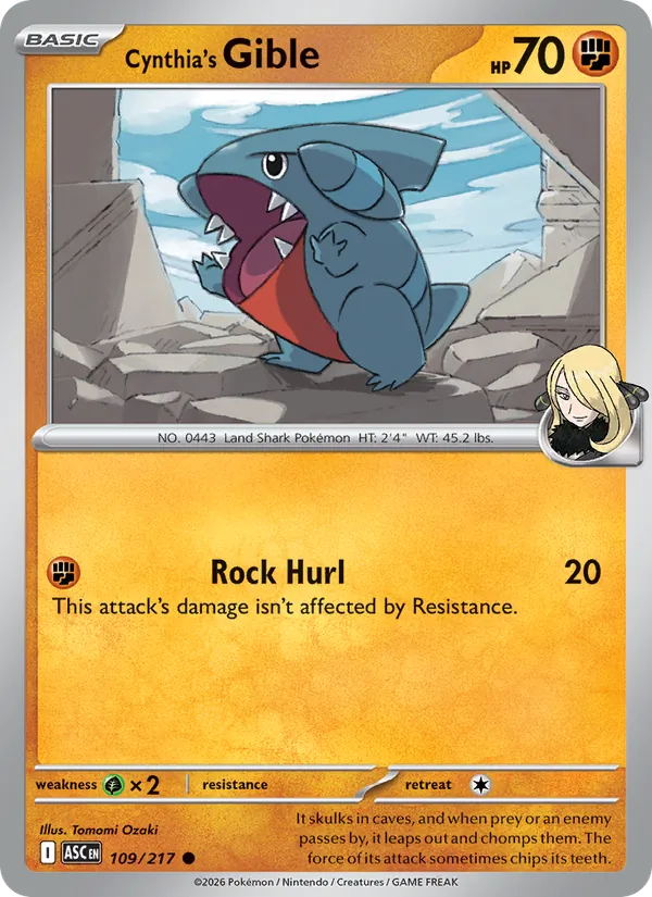 Cynthia's Gible - Ascended Heroes - #109 - Near Mint - Pokemon Card