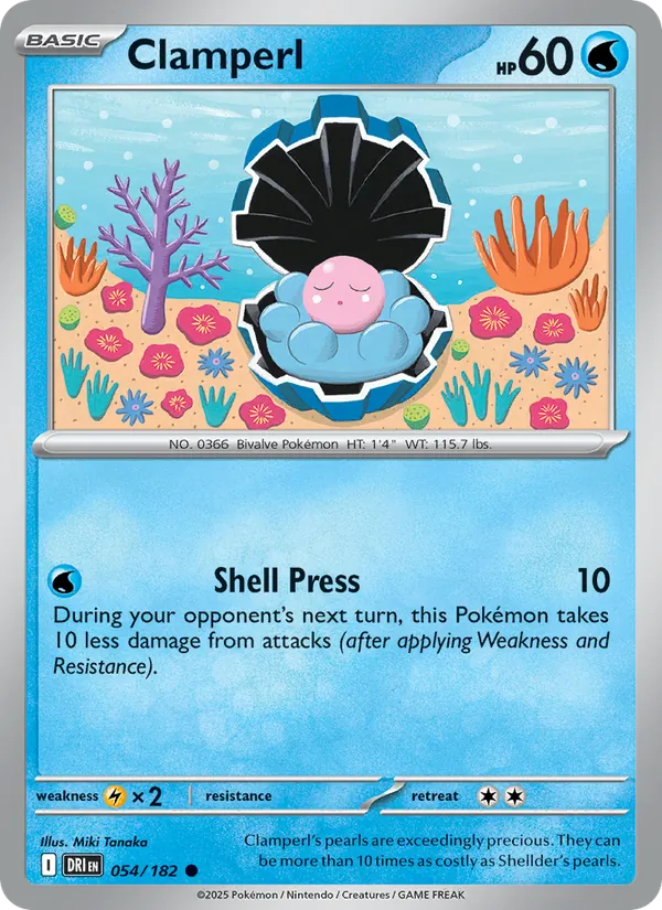 Clamperl - Destined Rivals - #054 - Near Mint - Pokemon Card