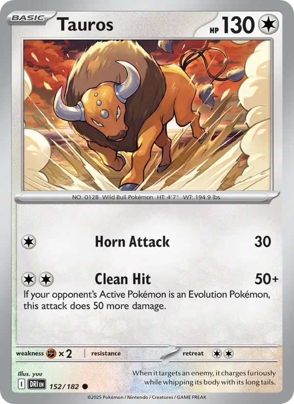 Tauros - Destined Rivals - #152 - Near Mint - Pokemon Card