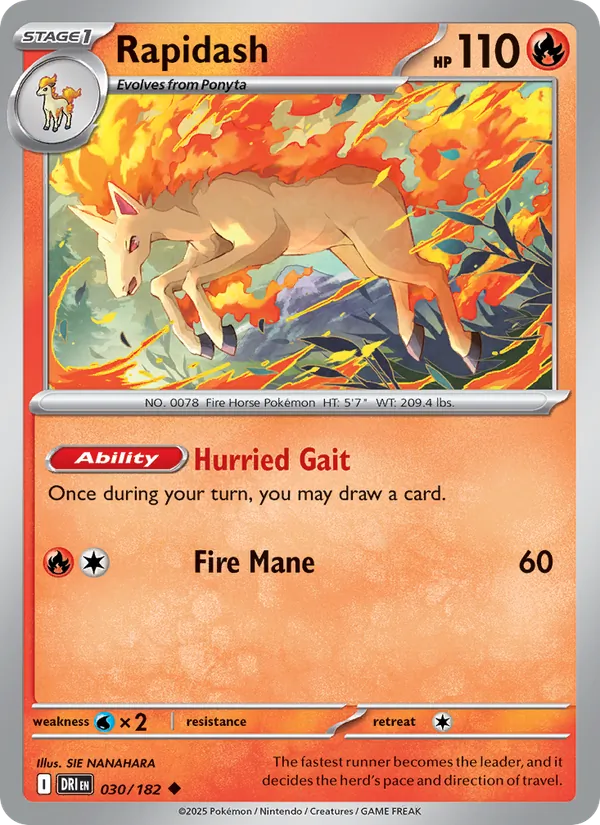 Rapidash - Destined Rivals - #030 - Near Mint - Pokemon Card