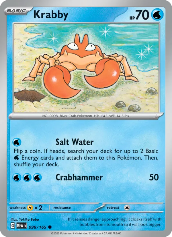 Krabby #98/165 Scarlet & Violet 151 Near Mint Pokemon Card