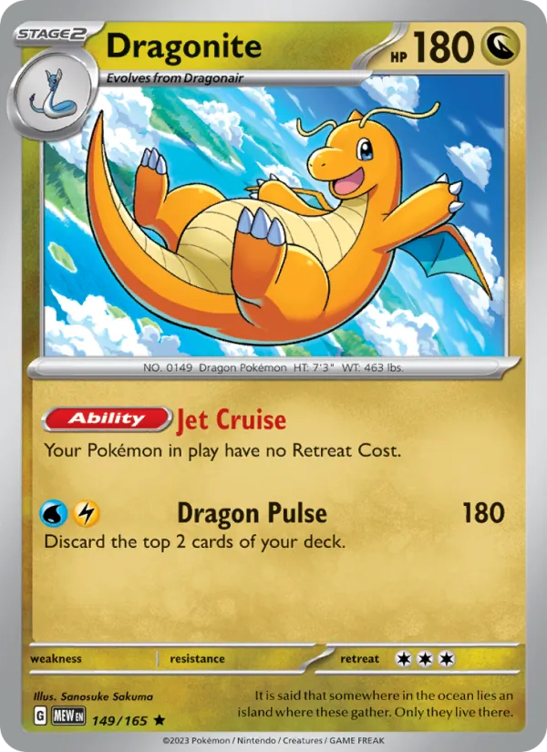 Dragonite #149/165 Scarlet & Violet 151 Near Mint Pokemon Card
