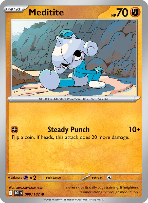 Meditite - Destined Rivals - #099 - Near Mint - Pokemon Card