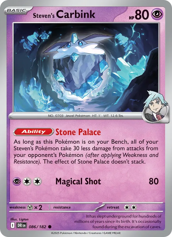 Steven's Carbink - Destined Rivals - #086 - Near Mint - Pokemon Card