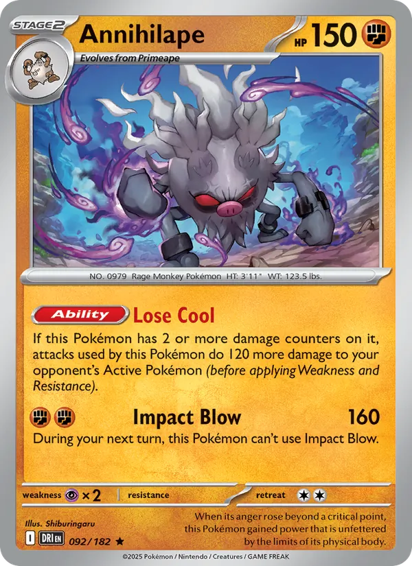 Annihilape - Destined Rivals - #092 - Near Mint - Pokemon Card