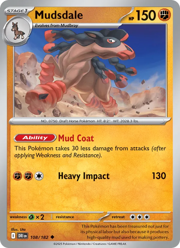 Mudsdale - Destined Rivals - #108 - Near Mint - Pokemon Card