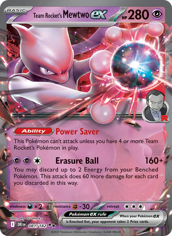 Team Rocket's Mewtwo ex - Destined Rivals - #081 - Near Mint - Pokemon Card