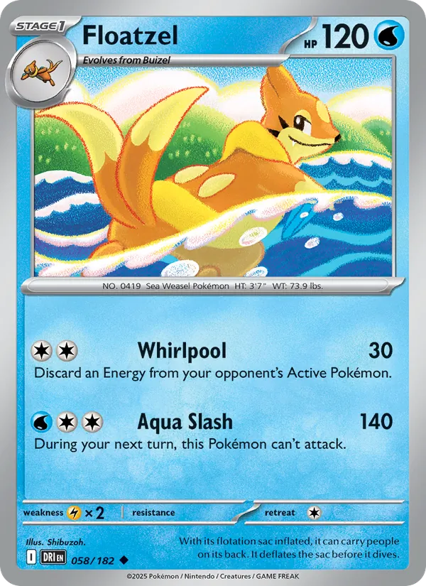 Floatzel - Destined Rivals - #058 - Near Mint - Pokemon Card