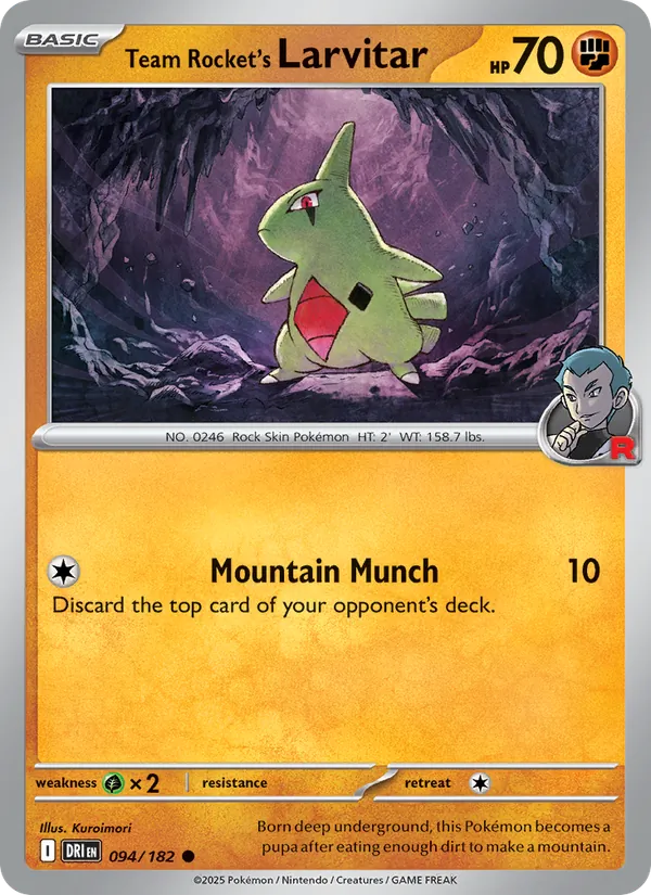 Team Rocket's Larvitar - Destined Rivals - #094 - Near Mint - Pokemon Card