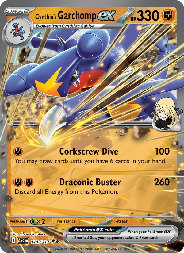 Cynthia's Garchomp ex - Ascended Heroes - #111 - Near Mint - Pokemon Card