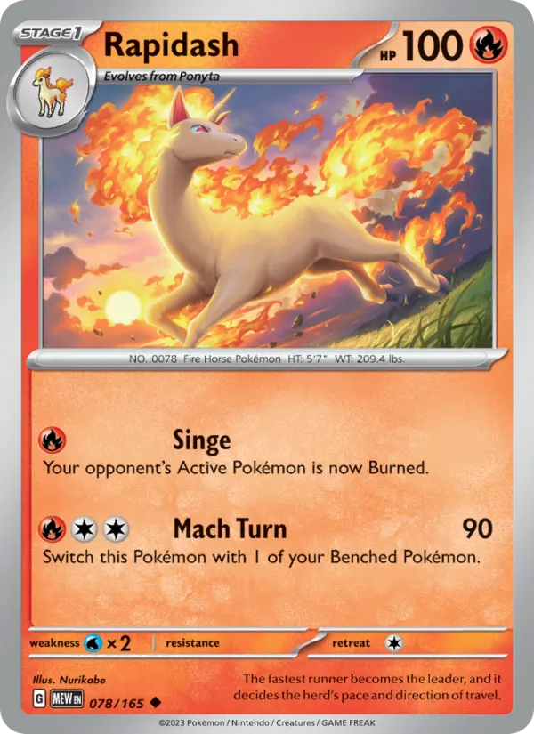 Rapidash #78/165 Scarlet & Violet 151 Near Mint Pokemon Card