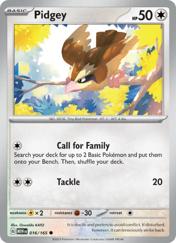 Pidgey #16/165 Scarlet & Violet 151 Near Mint Pokemon Card