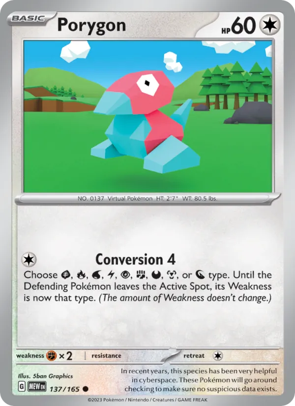 Porygon #137/165 Scarlet & Violet 151 Near Mint Pokemon Card