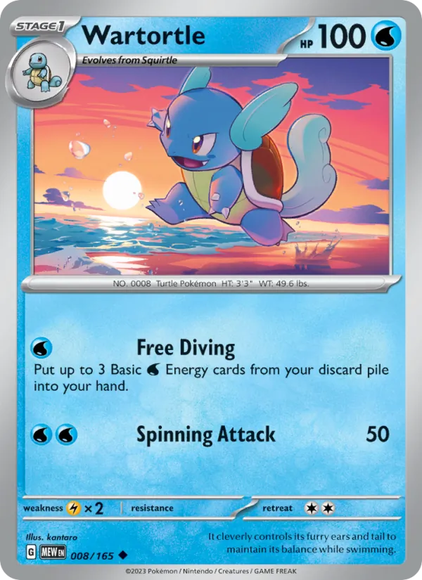 Wartortle #8/165 Scarlet & Violet 151 Near Mint Pokemon Card