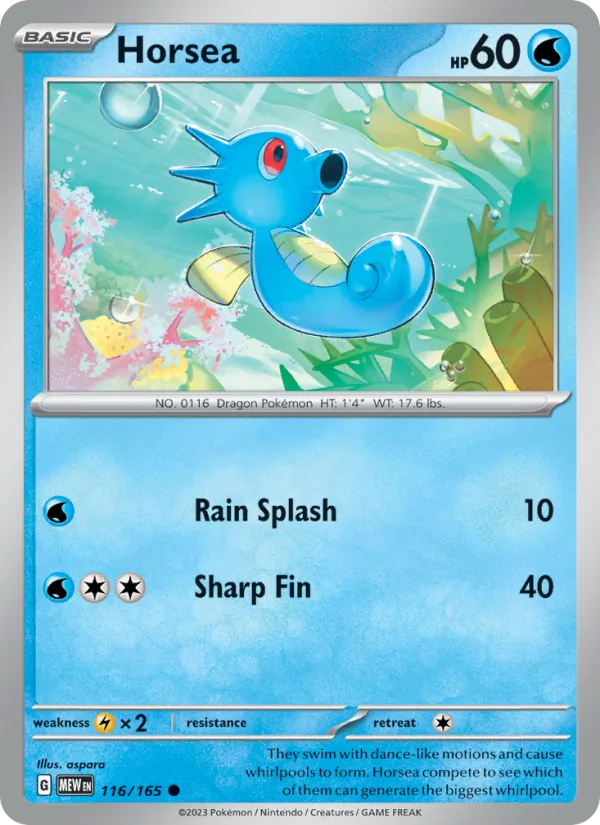 Horsea #116/165 Scarlet & Violet 151 Near Mint Pokemon Card
