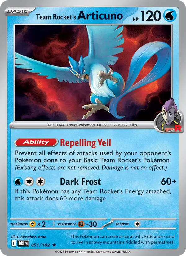 Team Rocket's Articuno - Destined Rivals - #051 - Near Mint - Pokemon Card