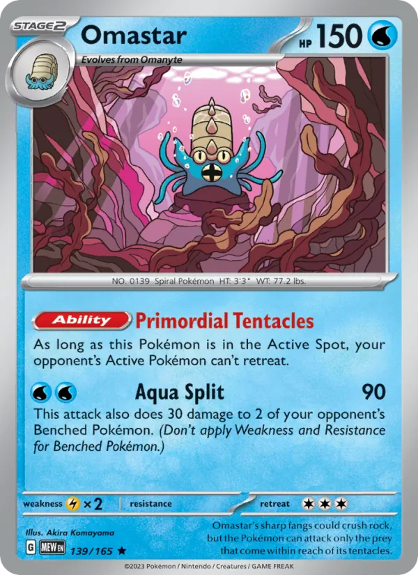 Omastar #139/165 Scarlet & Violet 151 Near Mint Pokemon Card