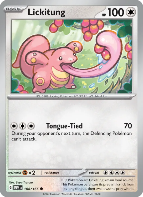 Lickitung #108/165 Scarlet & Violet 151 Near Mint Pokemon Card