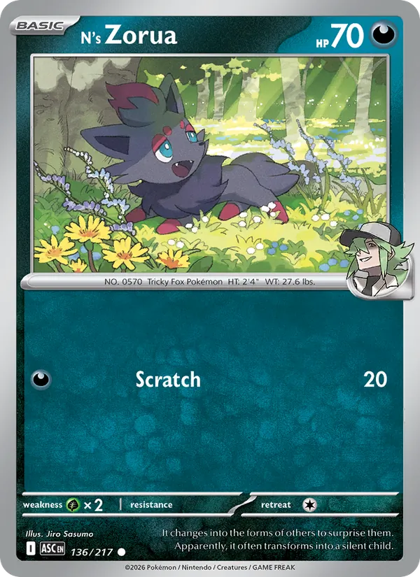 N's Zorua - Ascended Heroes - #136 - Near Mint - Pokemon Card