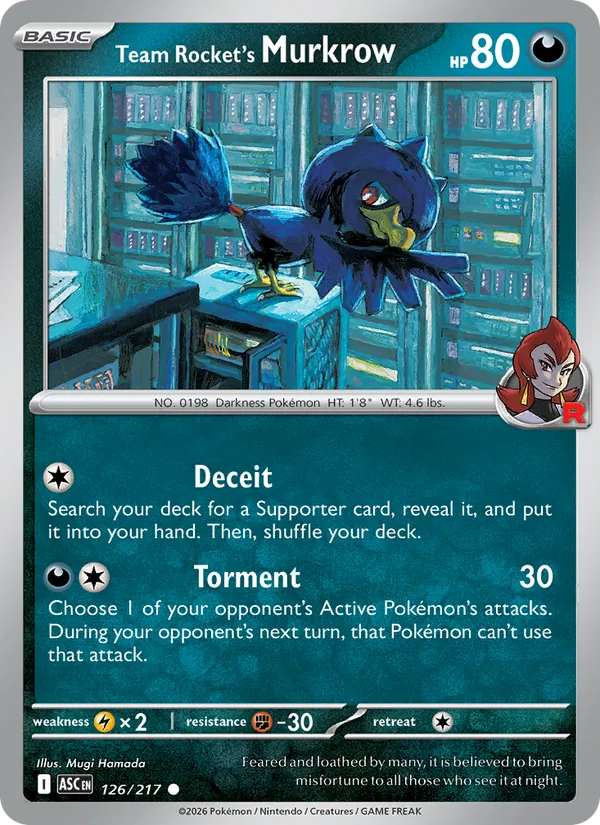 Team Rocket's Murkrow - Ascended Heroes - #126 - Near Mint - Pokemon Card