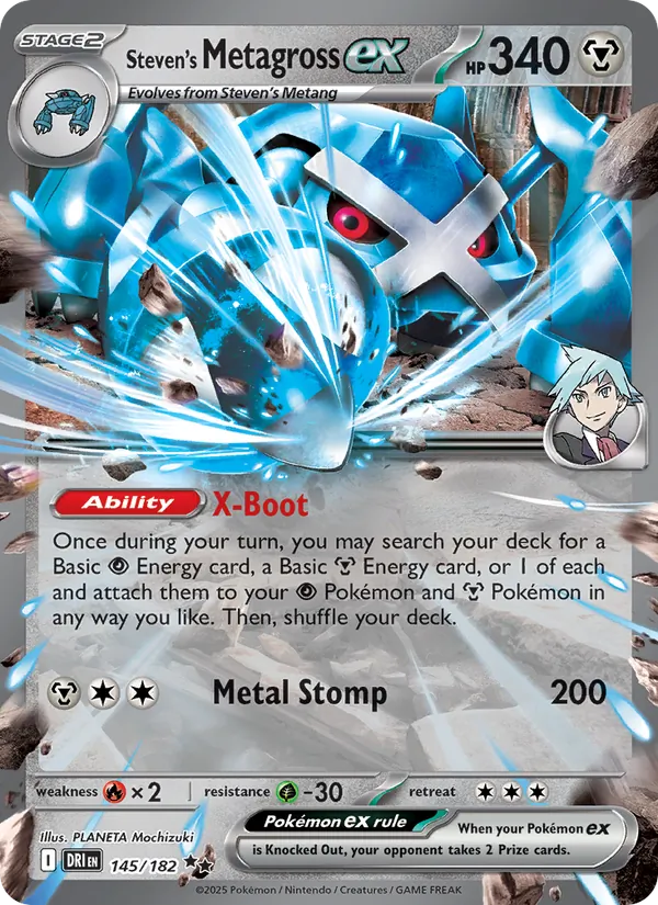 Steven's Metagross ex - Destined Rivals - #145 - Near Mint - Pokemon Card