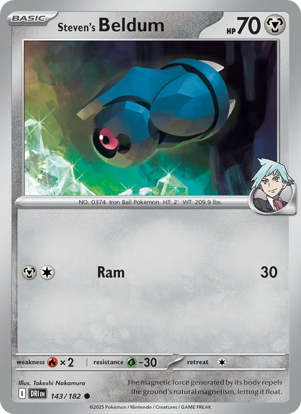 Steven's Beldum - Destined Rivals - #143 - Near Mint - Pokemon Card