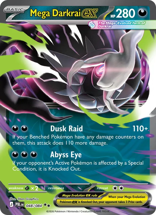 Mega Darkrai ex - Pitch Black - #048 - Near Mint - Pokemon Card