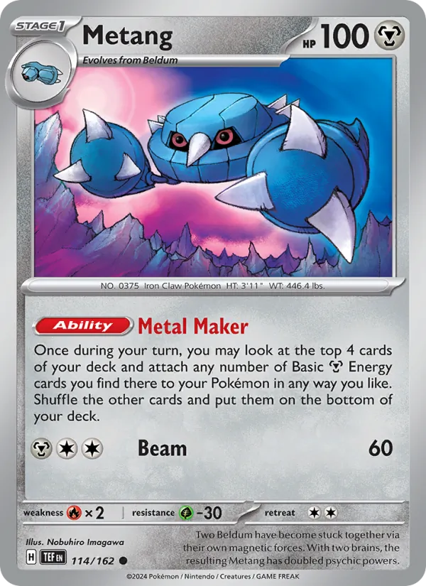 Metang - Temporal Forces - #114 - Near Mint - Pokemon Card