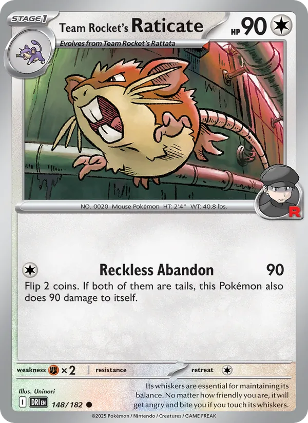 Team Rocket's Raticate - Destined Rivals - #148 - Near Mint - Pokemon Card