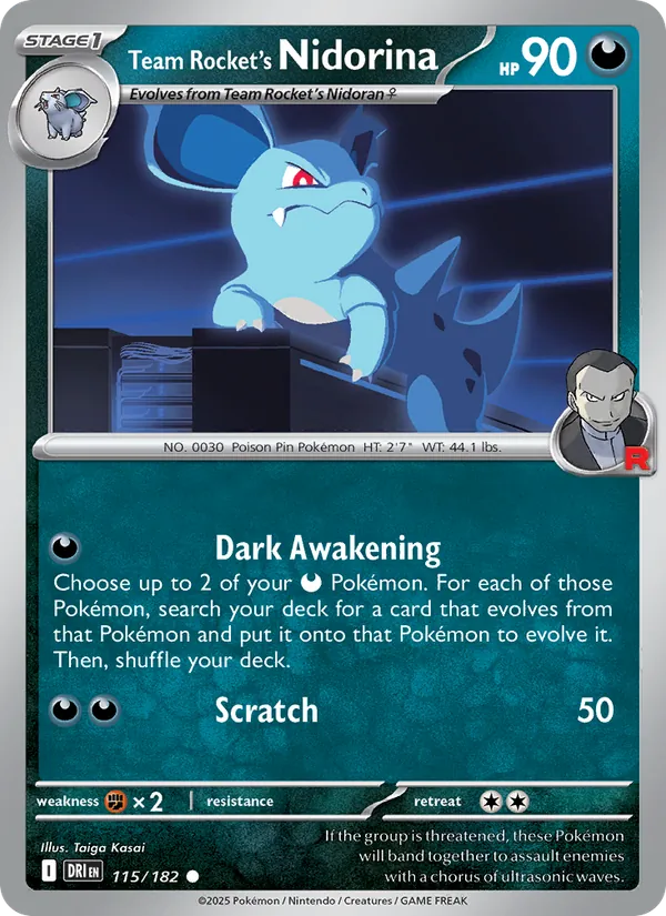 Team Rocket's Nidorina - Destined Rivals - #115 - Near Mint - Pokemon Card