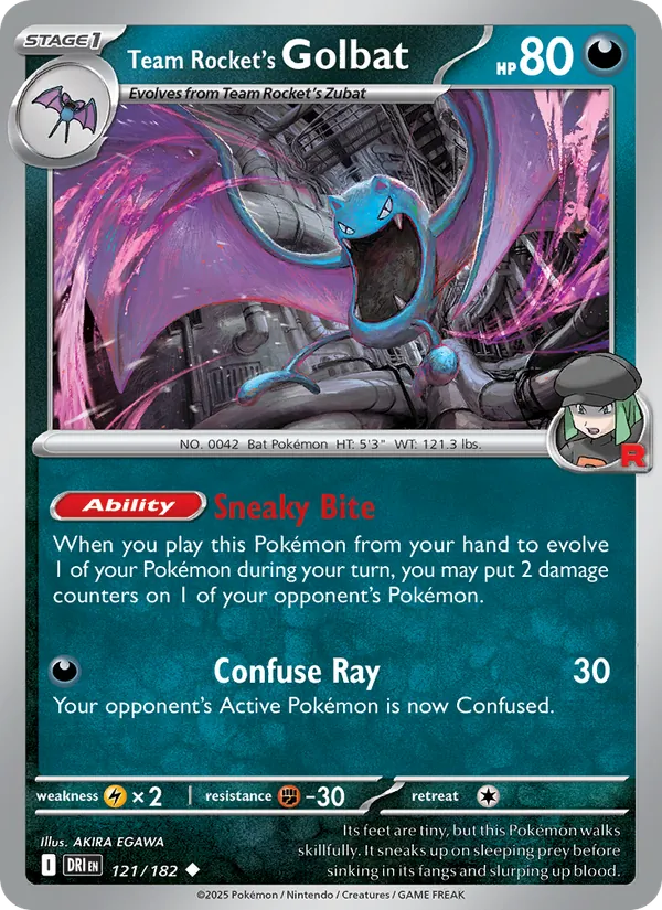 Team Rocket's Golbat - Destined Rivals - #121 - Near Mint - Pokemon Card