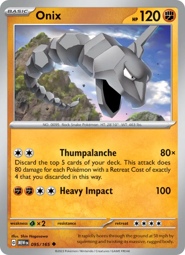 Onix #95/165 Scarlet & Violet 151 Near Mint Pokemon Card