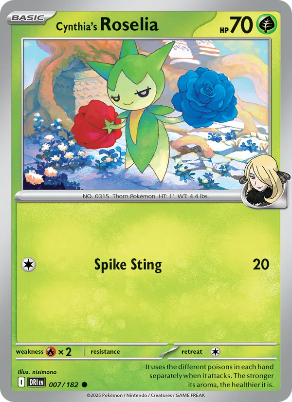 Cynthia's Roselia - Destined Rivals - #007 - Near Mint - Pokemon Card