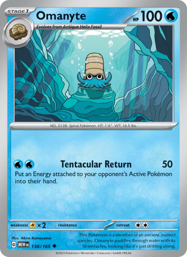 Omanyte #138/165 Scarlet & Violet 151 Near Mint Pokemon Card