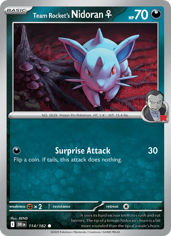Team Rocket's Nidoran ♀ - Destined Rivals - #114 - Near Mint - Pokemon Card