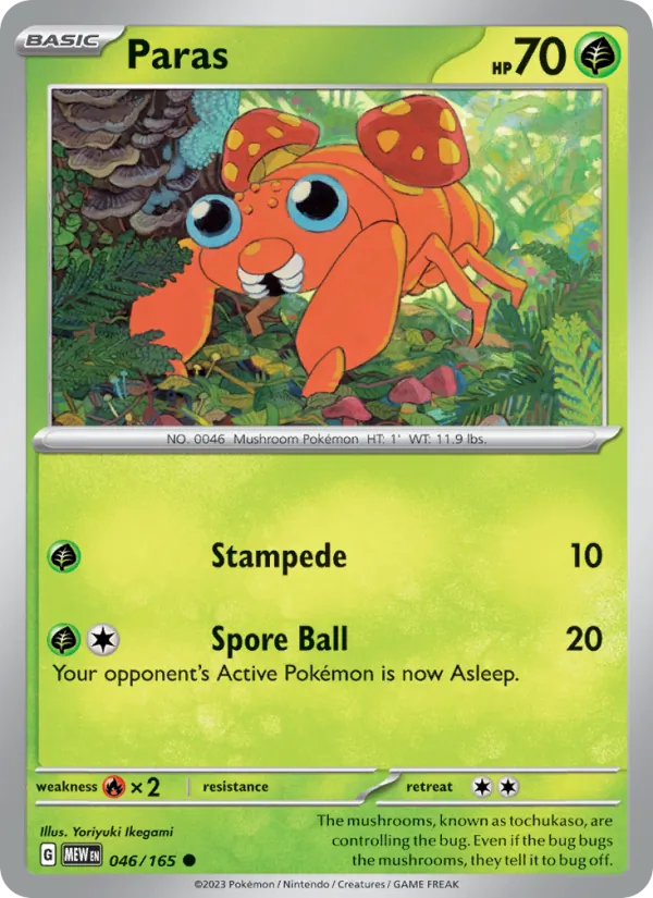 Paras #46/165 Scarlet & Violet 151 Near Mint Pokemon Card