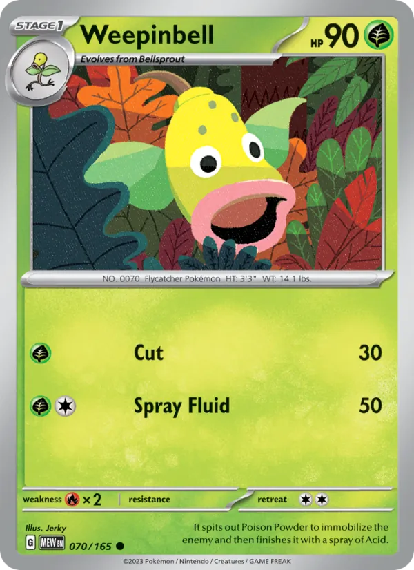 Weepinbell #70/165 Scarlet & Violet 151 Near Mint Pokemon Card